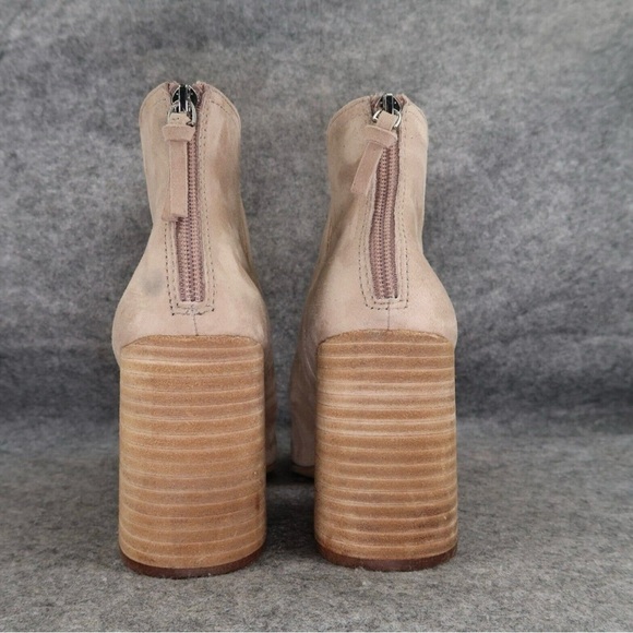 Steve Madden Shoes Womens 9 Bootie Thrived Leather Pointy Toe Block Heel Zip Tan - Picture 9 of 11